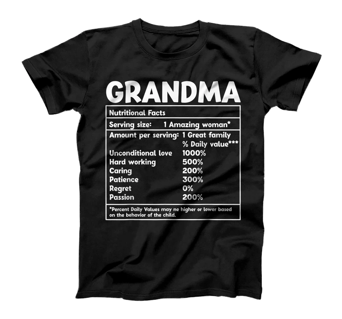 Personalized Grandma Nutritional Facts Funny Mother Day T-Shirt