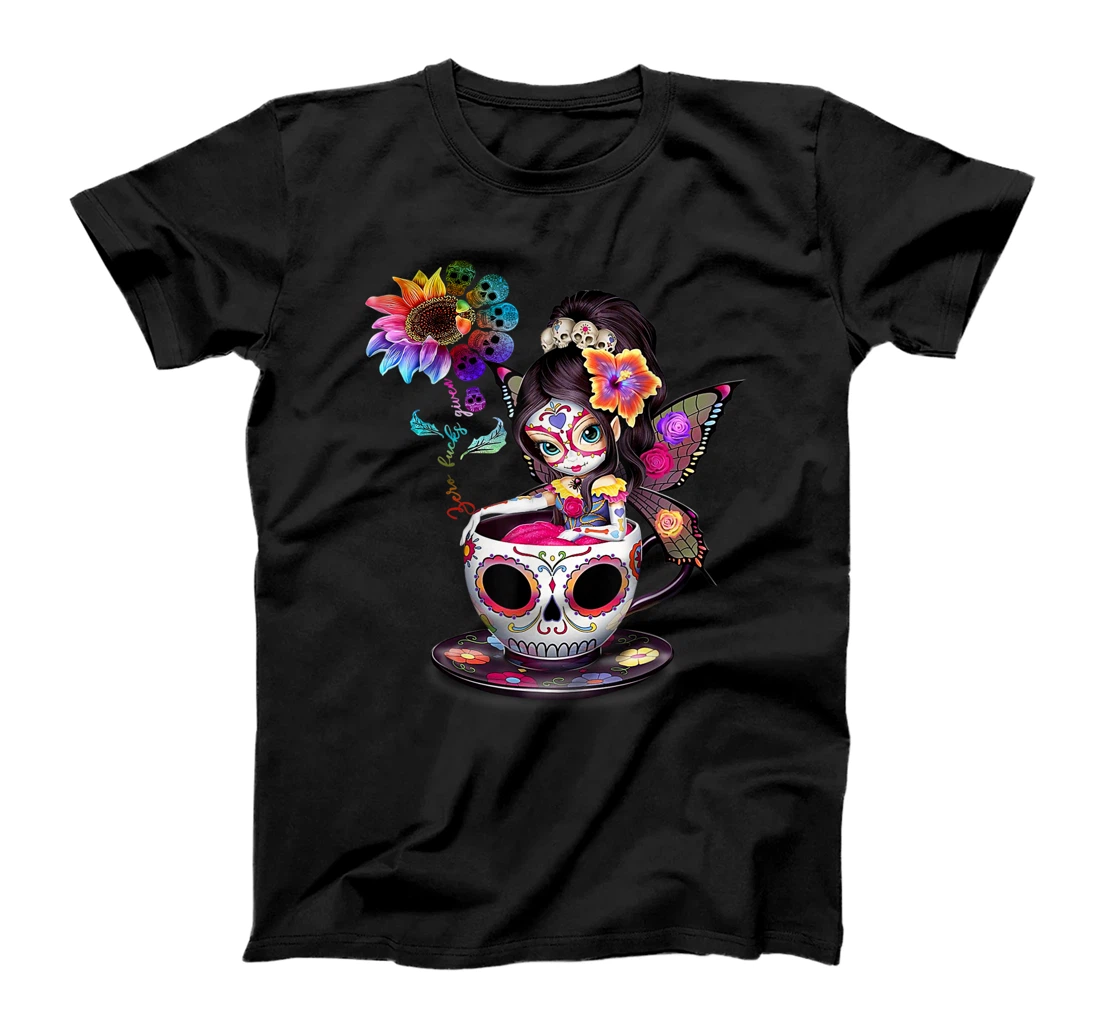 Personalized Zero Fucks Given Sugar Skull Rainbow Sunflower T-Shirt