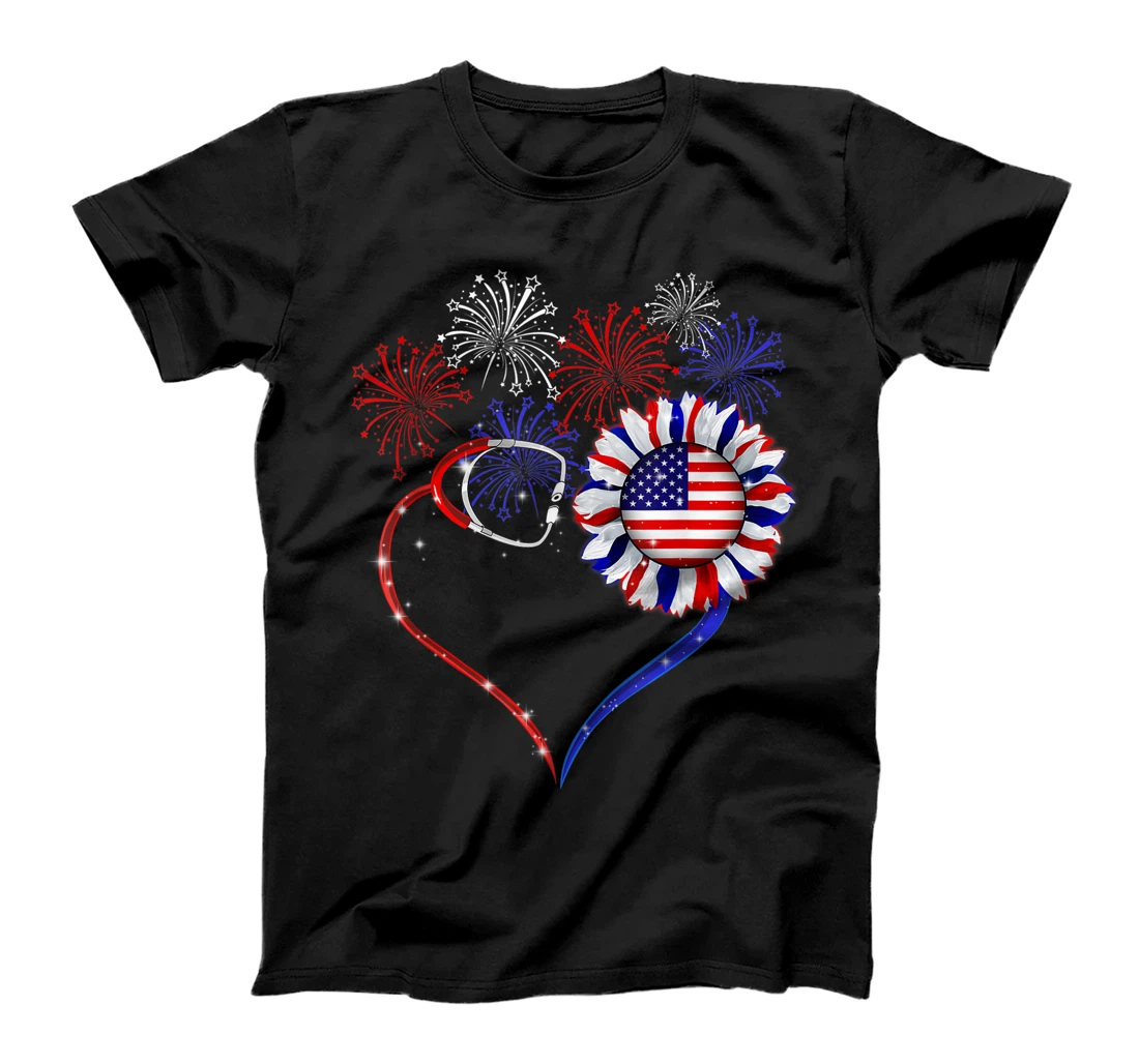 Patriotic Nurse 4th Of July American Flag Independence Day T-Shirt