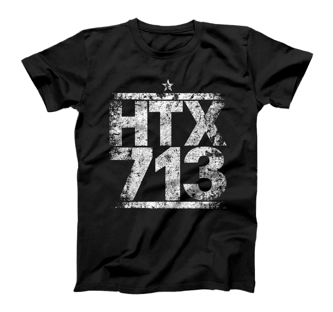 HTX 713 Houston Strong H-Town Distressed White Houston Texas T-Shirt