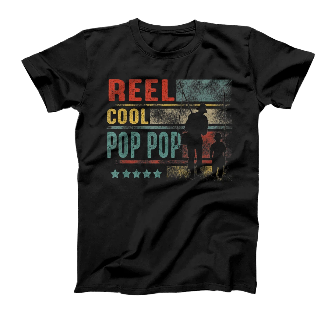 Mens Reel Cool Pop Pop Fisherman Pop Pop Father's Day Fishing T-Shirt