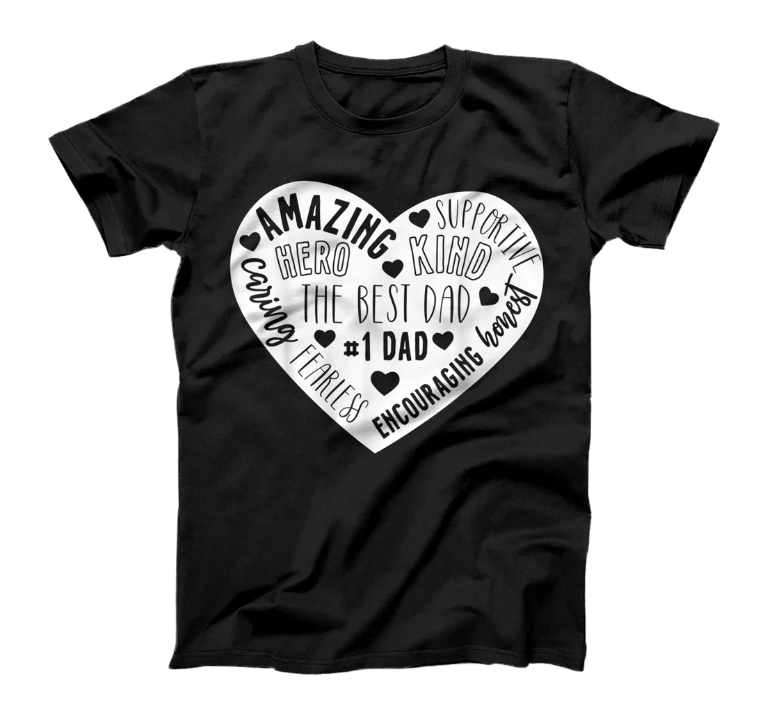 The Best Dad Word Art Heart Happy Father's Day T-Shirt