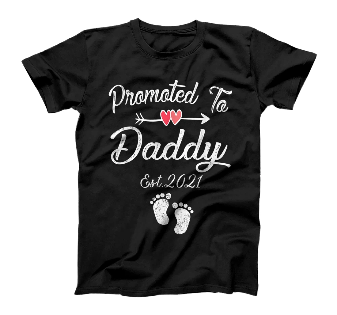 Mens Promoted To Daddy 2021 Father's Day First Time Dad Pregnancy T-Shirt