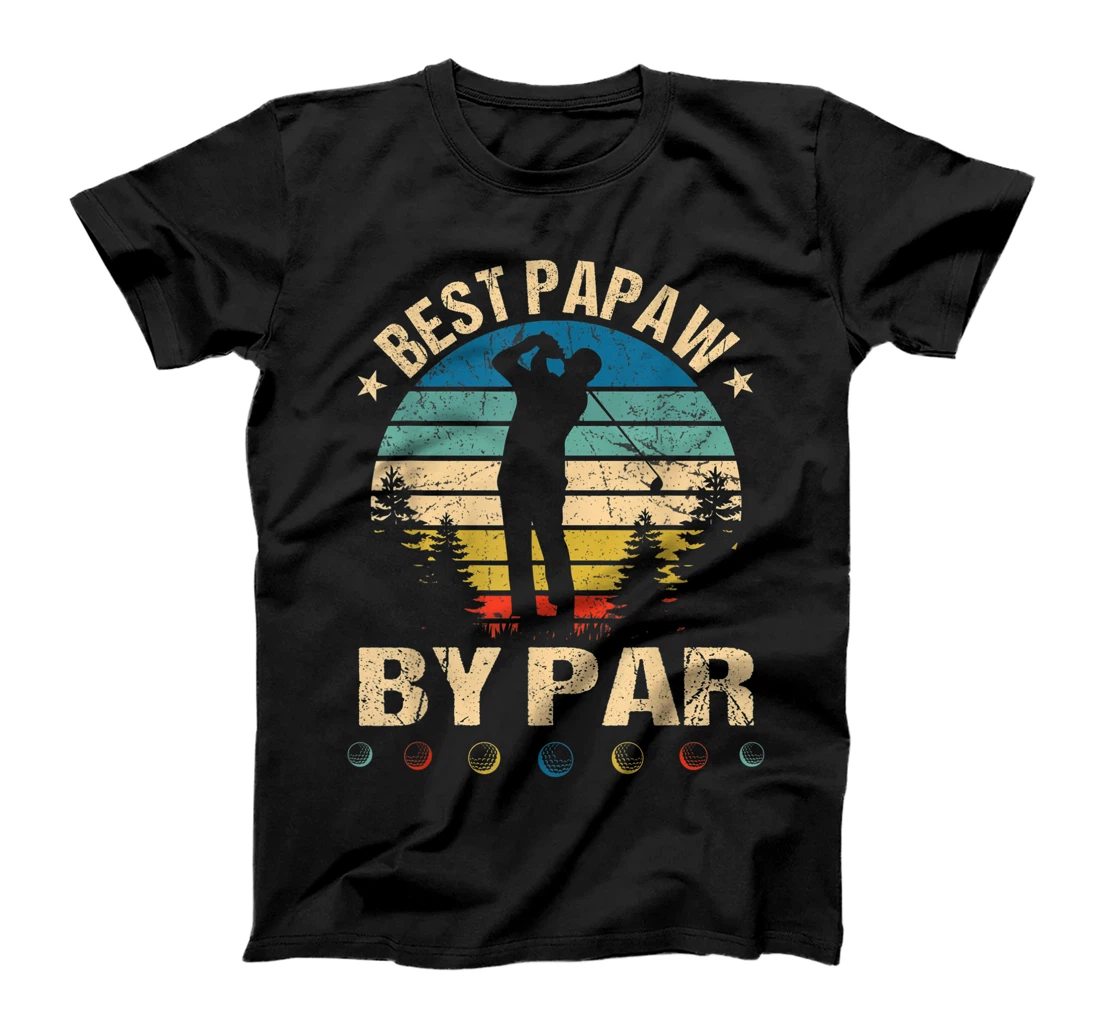 Mens Best Papaw By Par Golfer Funny Father's Day Golf Lover T-Shirt