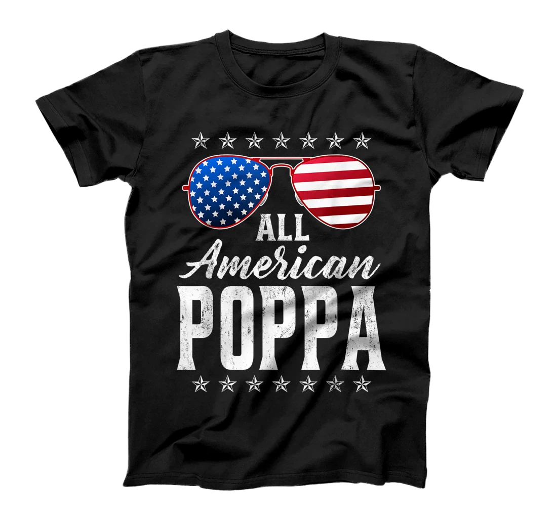 Mens All American Poppa 4Th Of July Tshirt Fathers Day Poppa Gift T-Shirt