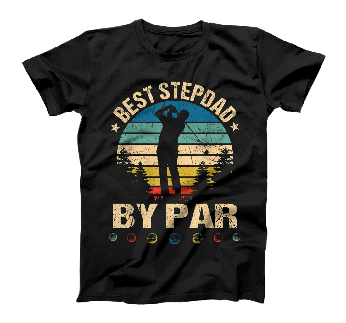 Mens Best Stepdad By Par Golfer Funny Father's Day Golf Lover T-Shirt
