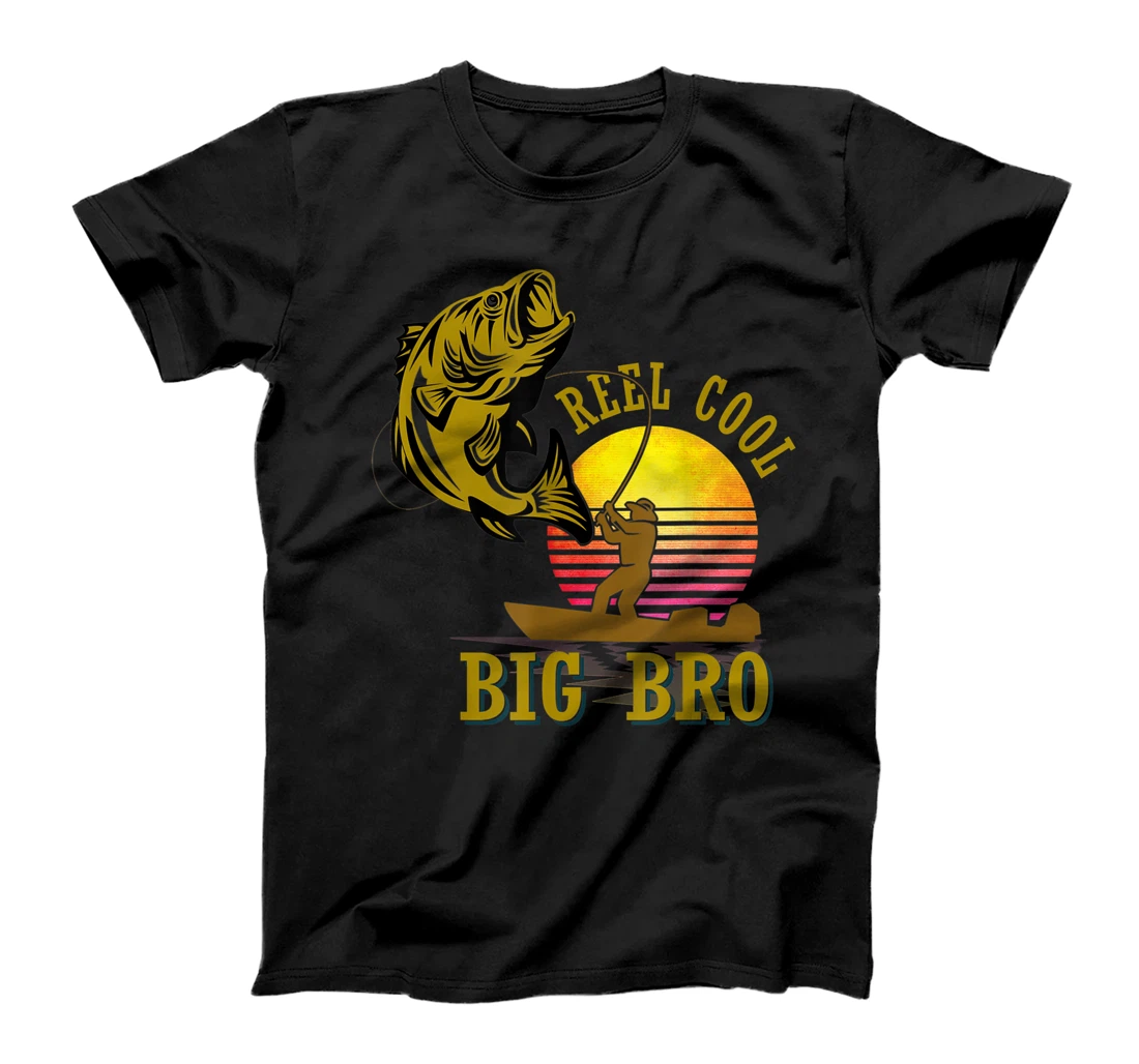 Mens Reel Cool Big Bro Fisherman Big Bro Father's Day Fishing T-Shirt