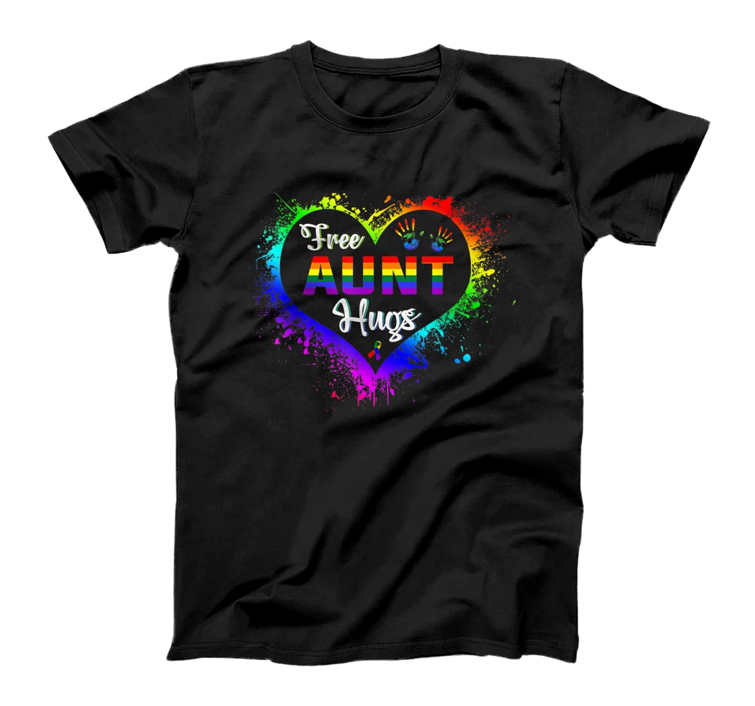 Free Aunt Hugs LBGT Heart Rainbow Gay Pride Month Gift T-Shirt