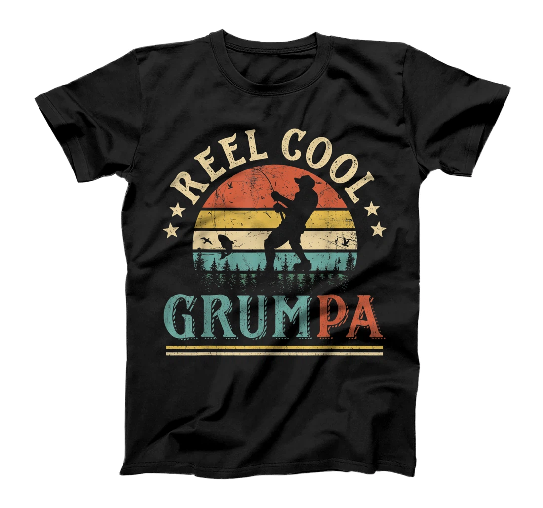 Mens Reel Cool Grumpa Shirt For Men Fishing Lovers Vintage T-Shirt