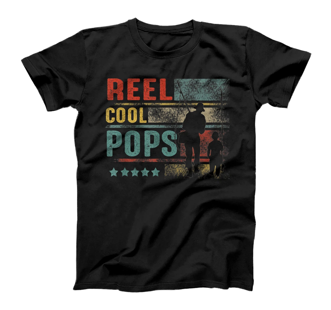 Mens Reel Cool Pops Fisherman Pops Father's Day Fishing T-Shirt