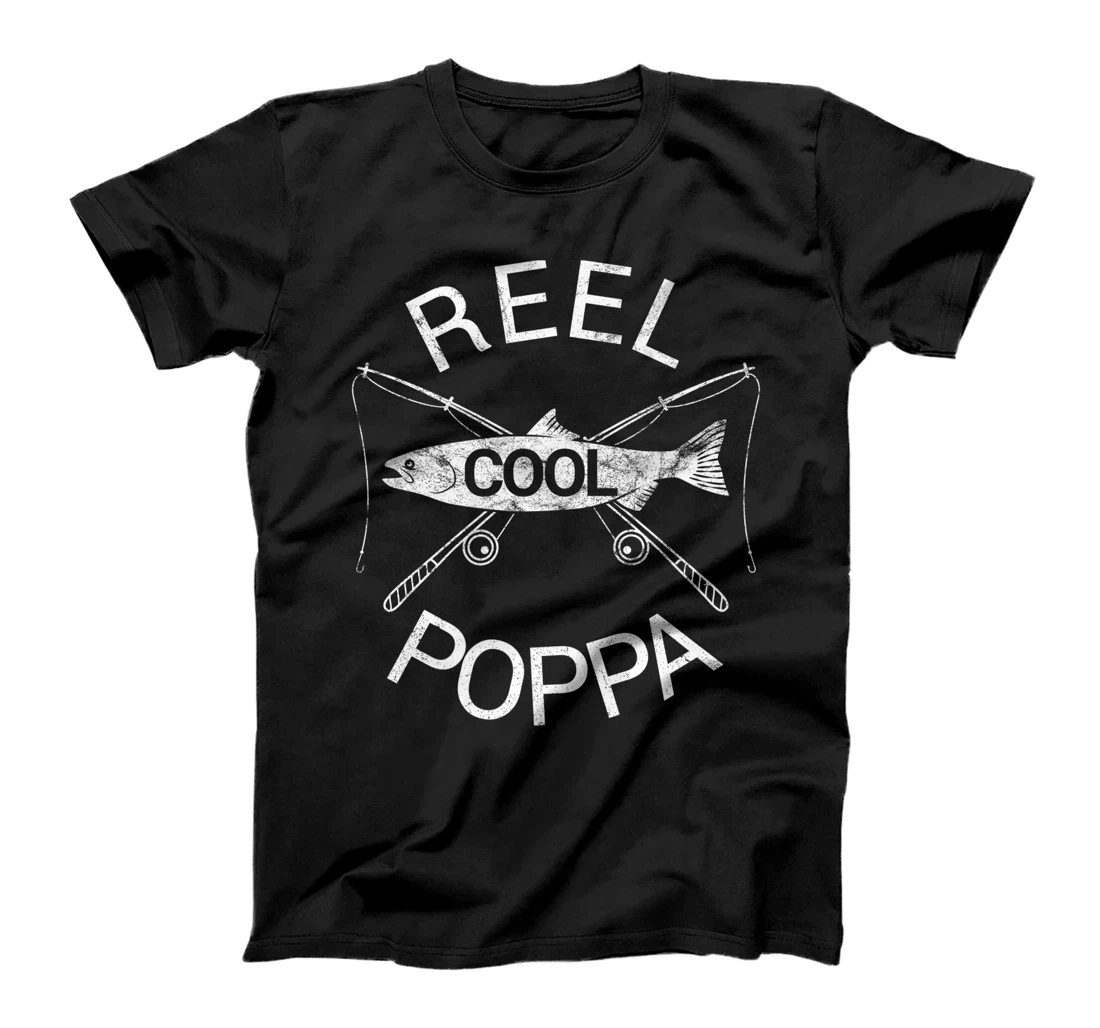 Mens Poppa Shirt Grandpa Dad Birthday Father's Day Fishing Funny Premium T-Shirt