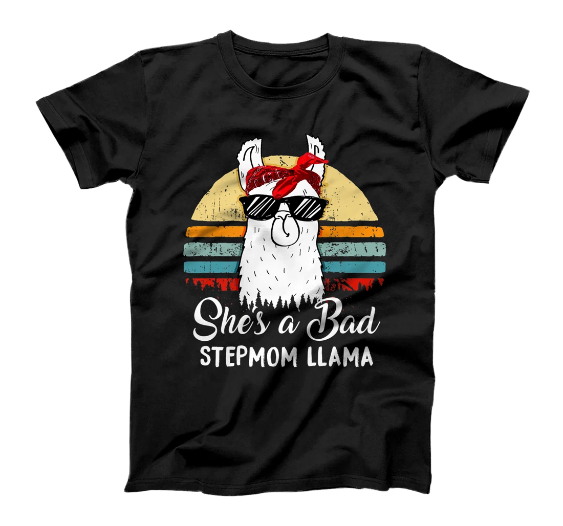 Personalized Funny Shirt She's a Bad Stepmom Llama TShirt Mom Grandma Premium T-Shirt