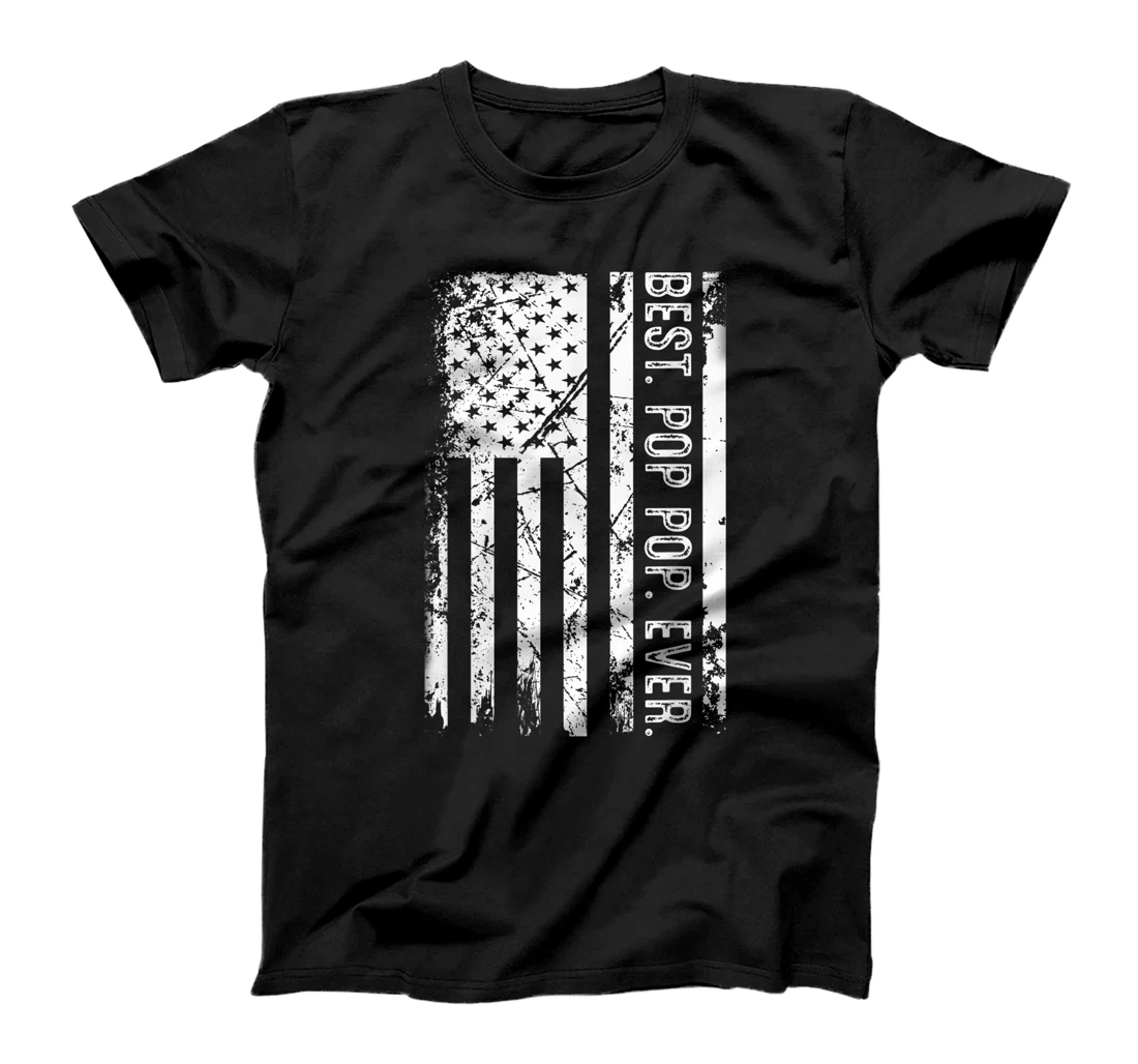Personalized Best Pop Pop Ever US American Flag Distressed Father's Day T-Shirt