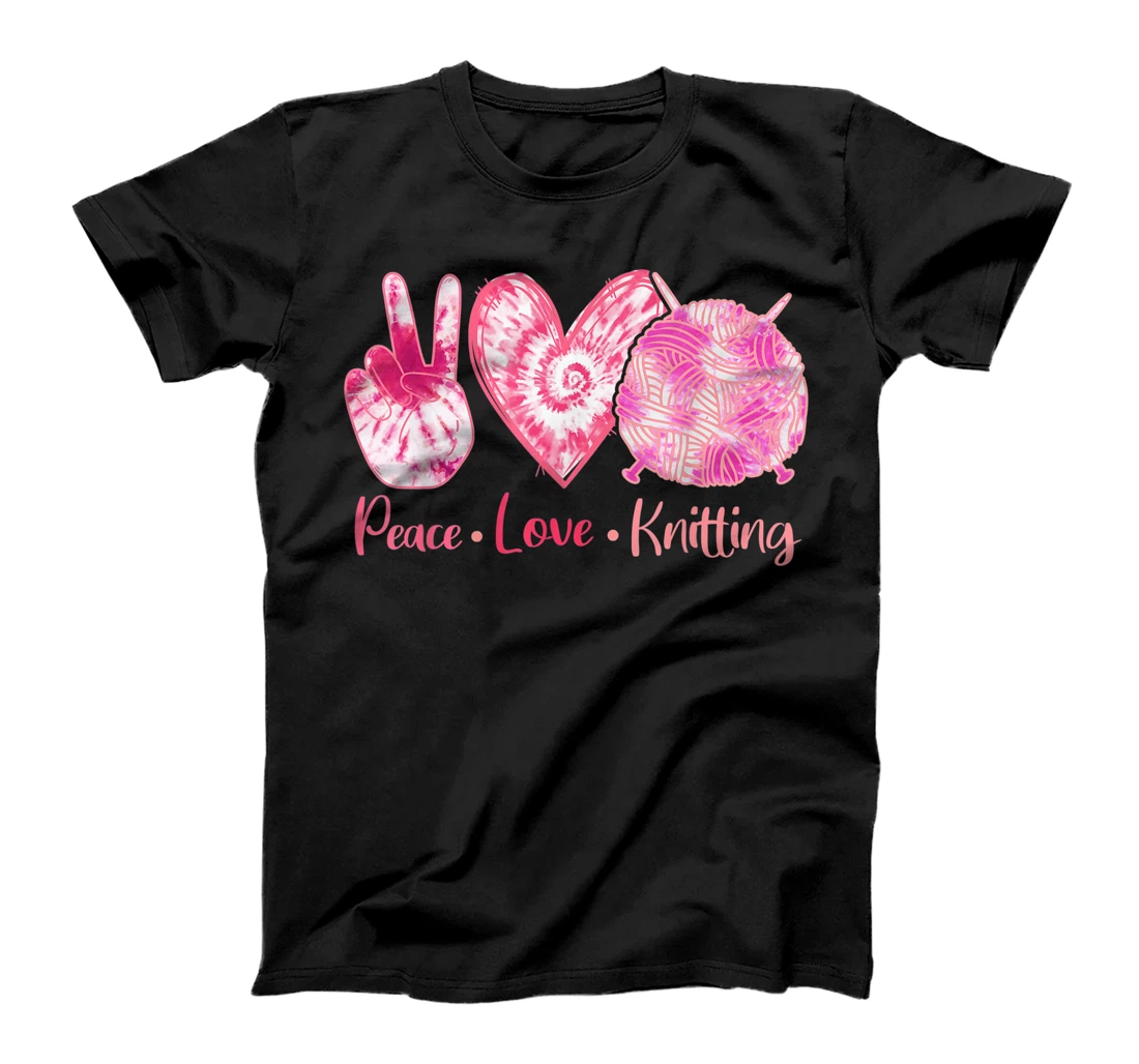 Tie Dye Peace Love Knitting Lover Girl T-Shirt