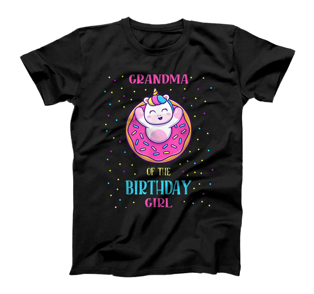 Personalized Doughnut Dessert Granny Grandma of unicorn Birthday girl T-Shirt