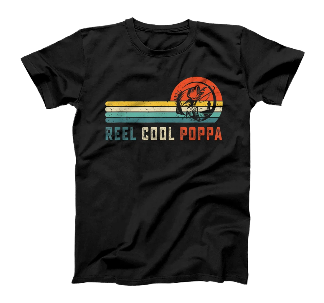 Vintage Reel Cool Poppa Fishing Father's Day Fisherman T-Shirt