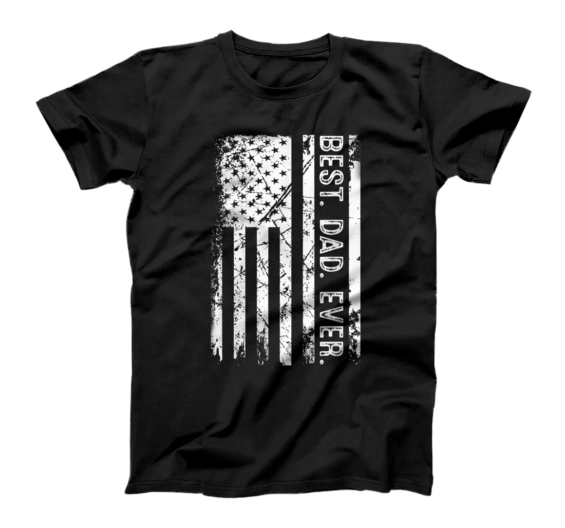 Personalized Best Dad Ever US American Flag Distressed Father's Day T-Shirt