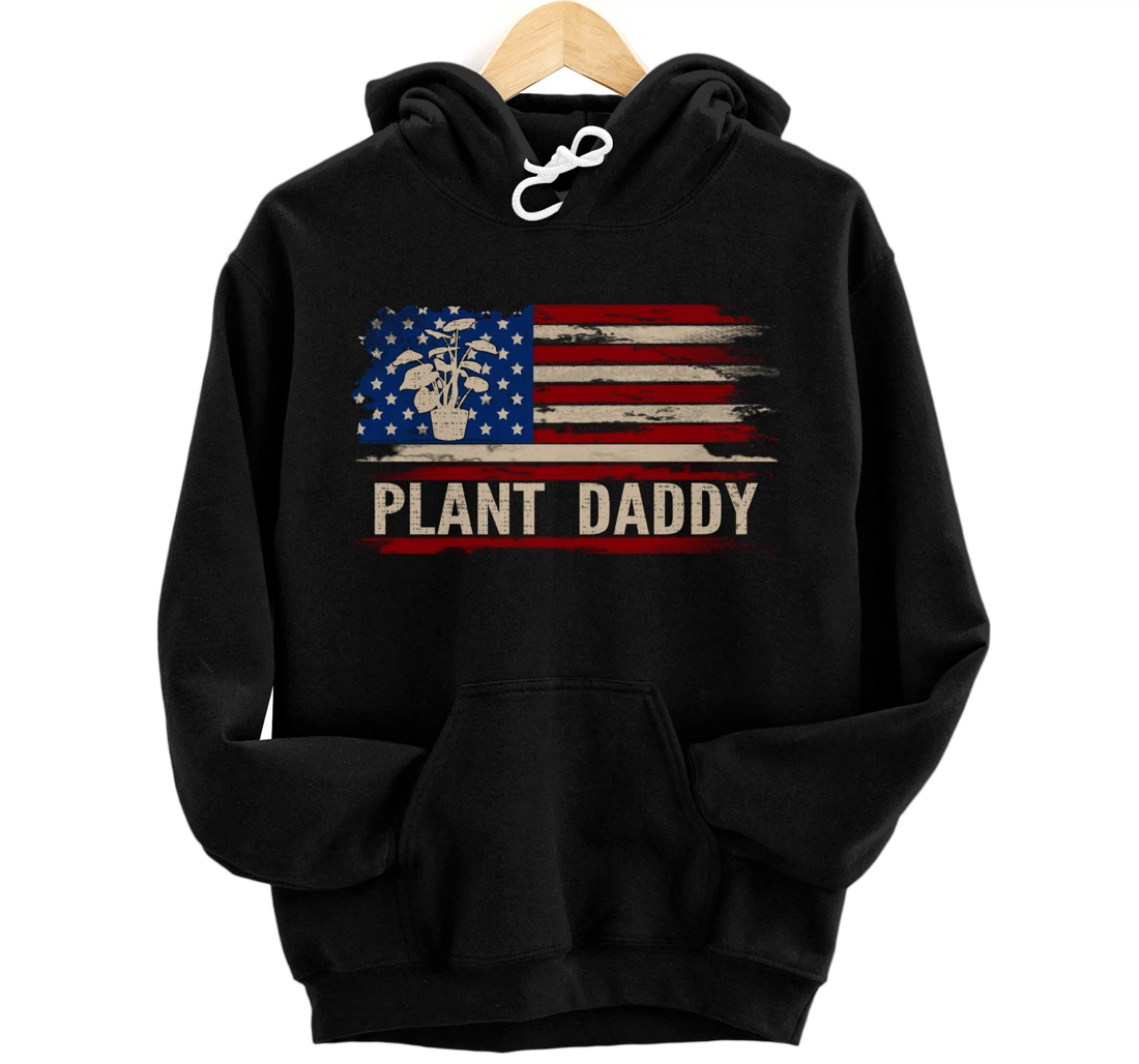 Personalized Vintage Plant Daddy American USA Flag Funny Garden Gift Pullover Hoodie