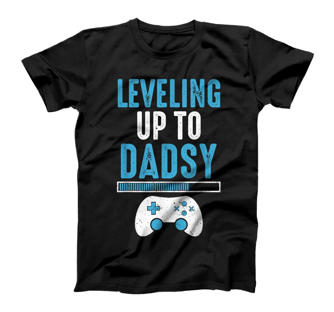 Mens Leveling Up To Dadsy Est 2021 Funny Gamer dad T-Shirt