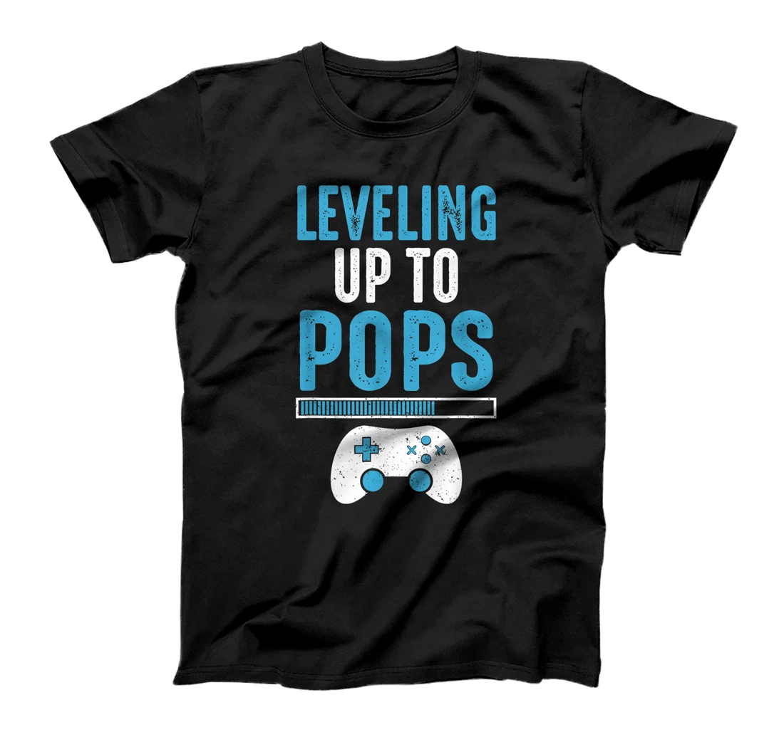 Mens Leveling Up To Pops Est 2021 Funny Gamer dad T-Shirt