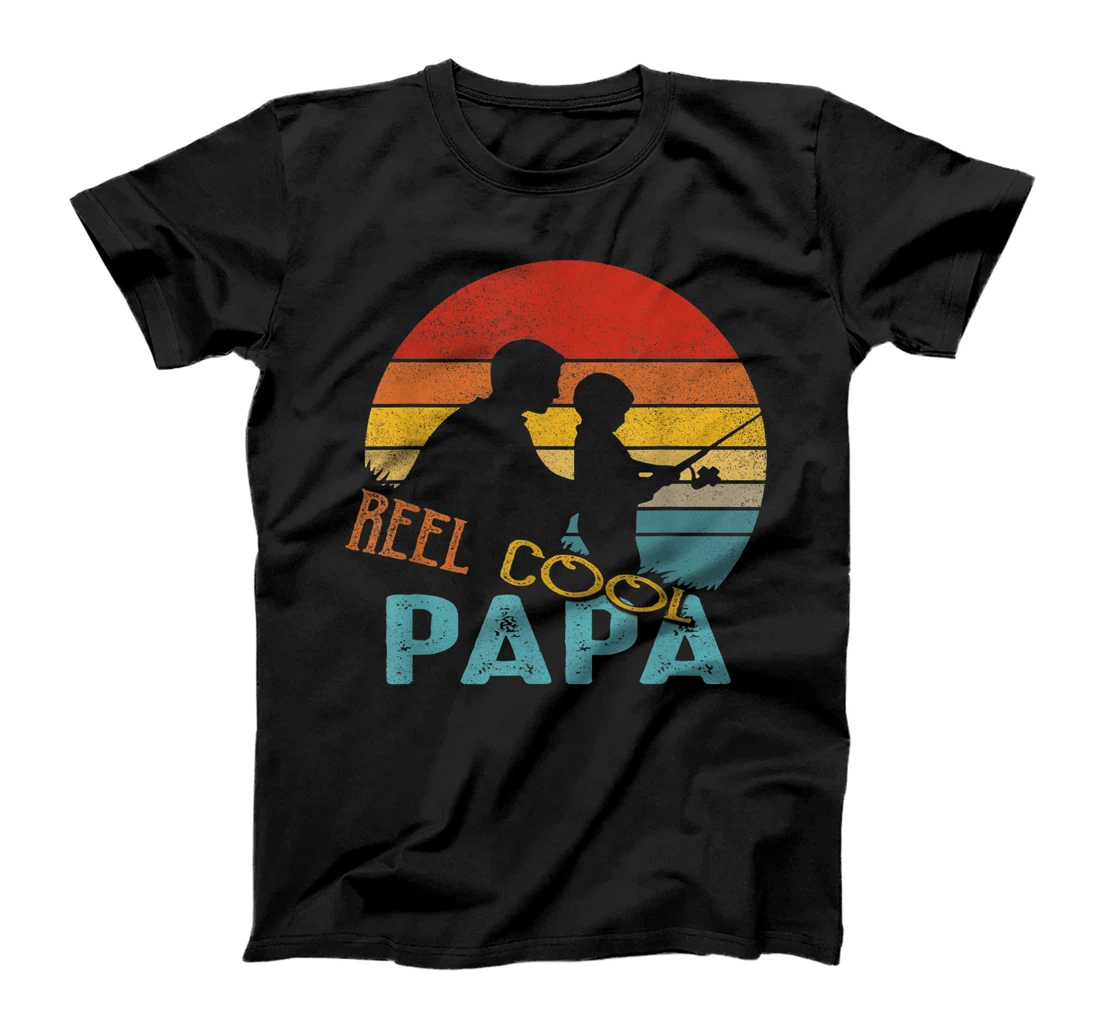 Retro Reel Cool Papa Fishing Gifts Vintage Fishing Lovers T-Shirt
