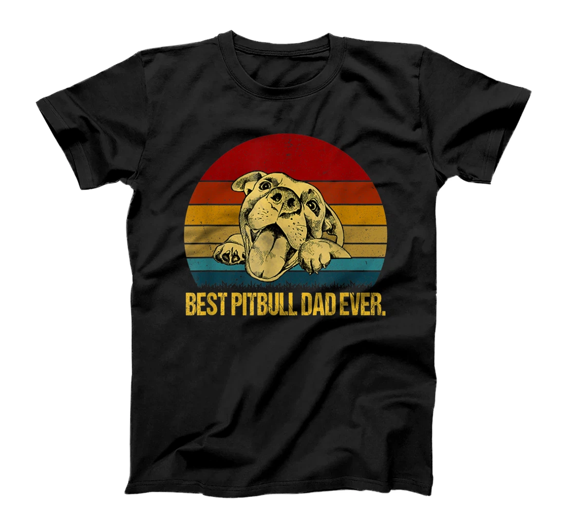 Mens Mens Best Pitbull Dad Ever Shirt 4th Of July Retro Vintage T-Shirt