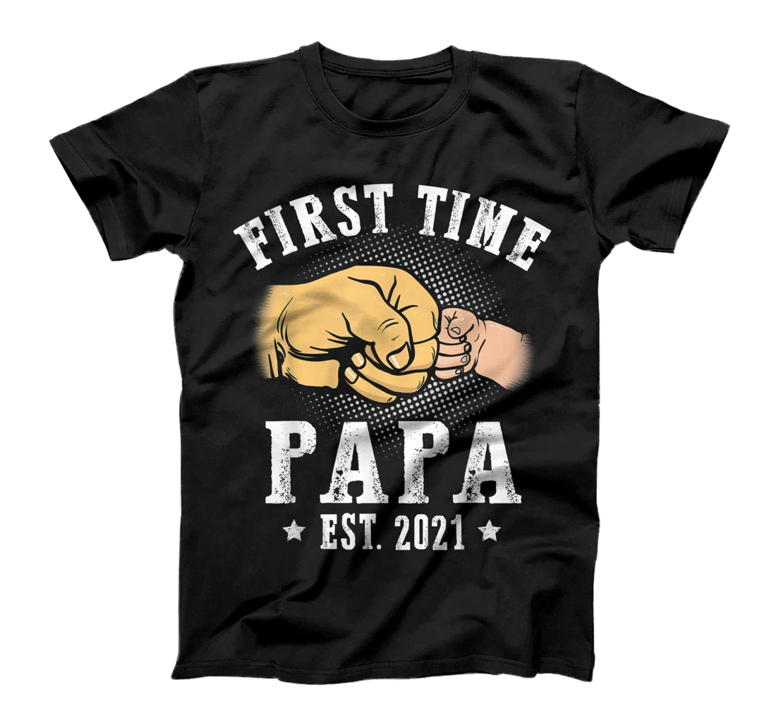 Mens First Time Papa Est 2021 Fathers Day T-Shirt