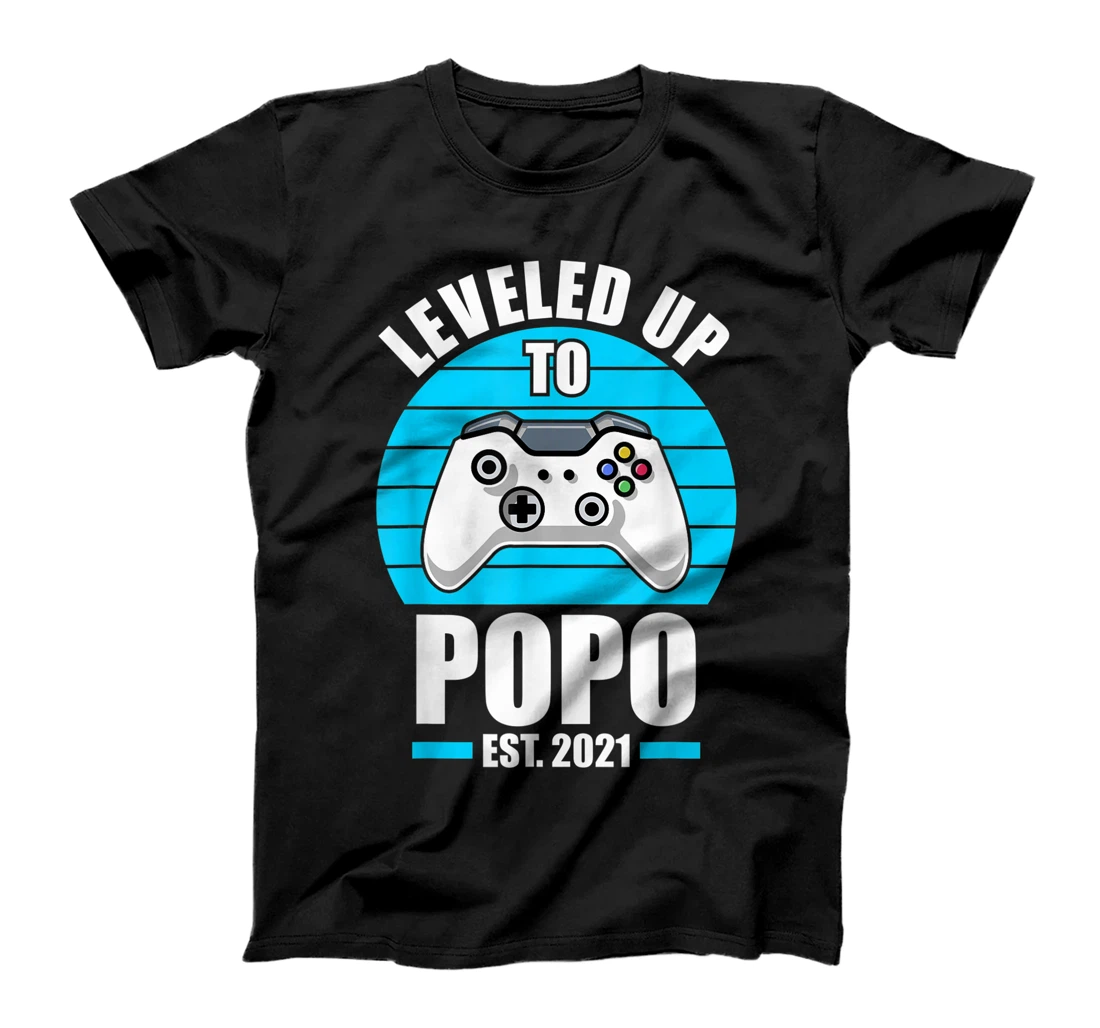 Mens Leveled Up To Popo Est 2021 Funny Gamer dad loading T-Shirt