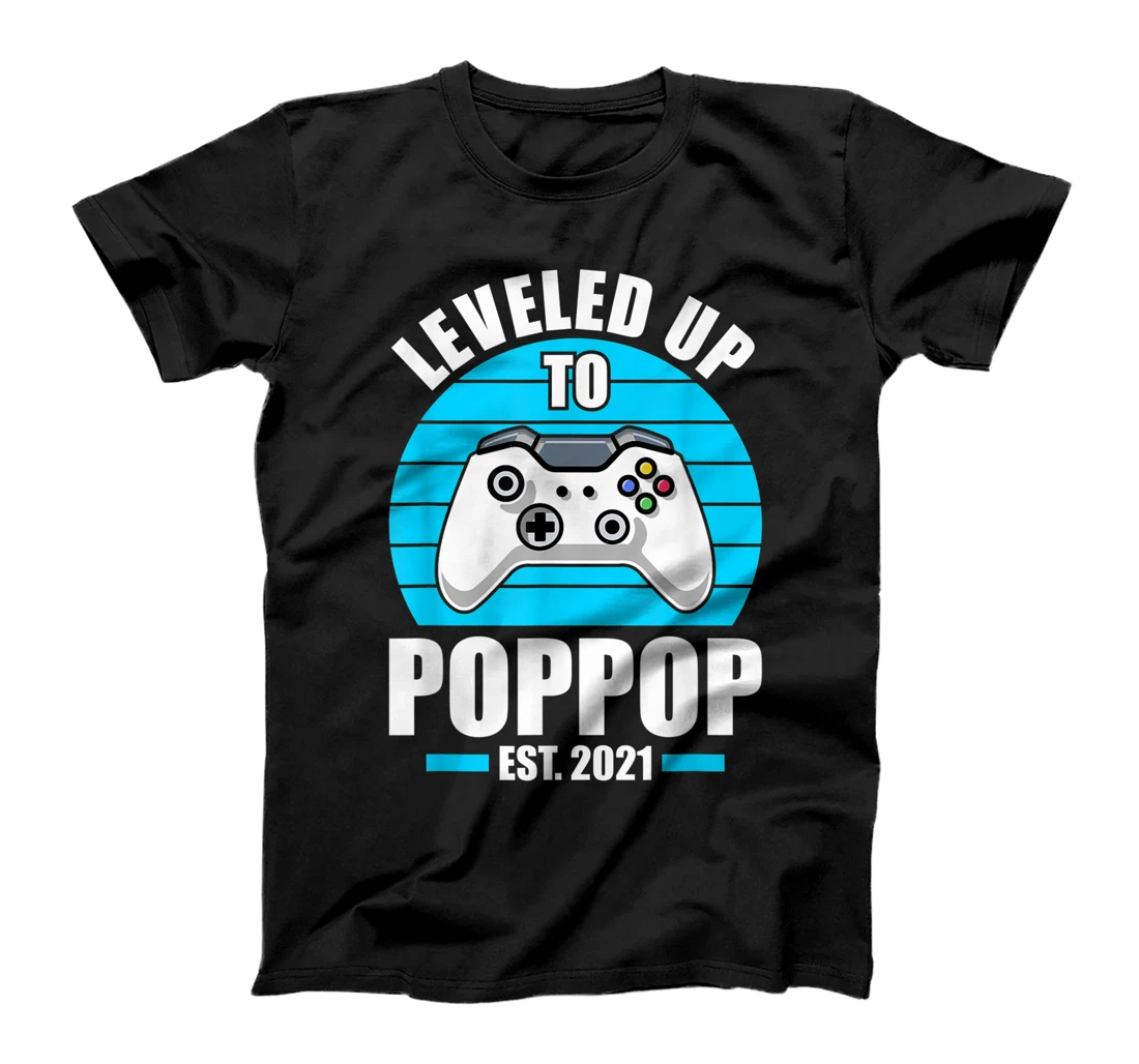 Mens Leveled Up To Poppop Est 2021 Funny Gamer dad loading T-Shirt