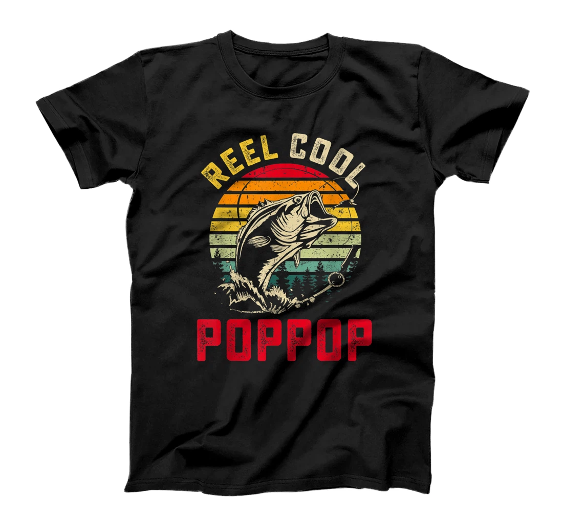 Fishing Reel Cool Poppop Fisherman Daddy Father's Day T-Shirt