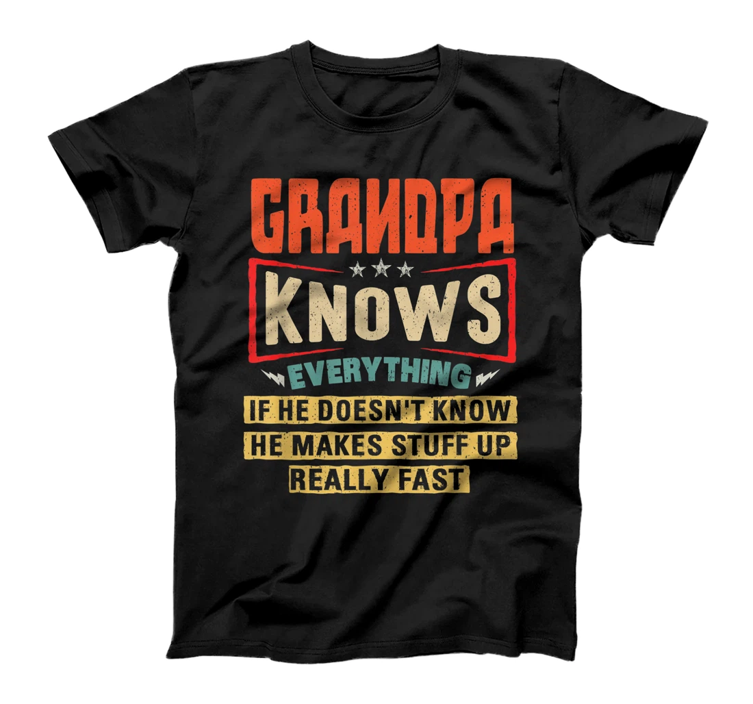 Personalized Mens Grandpa Knows Everything Matching Family T-Shirt