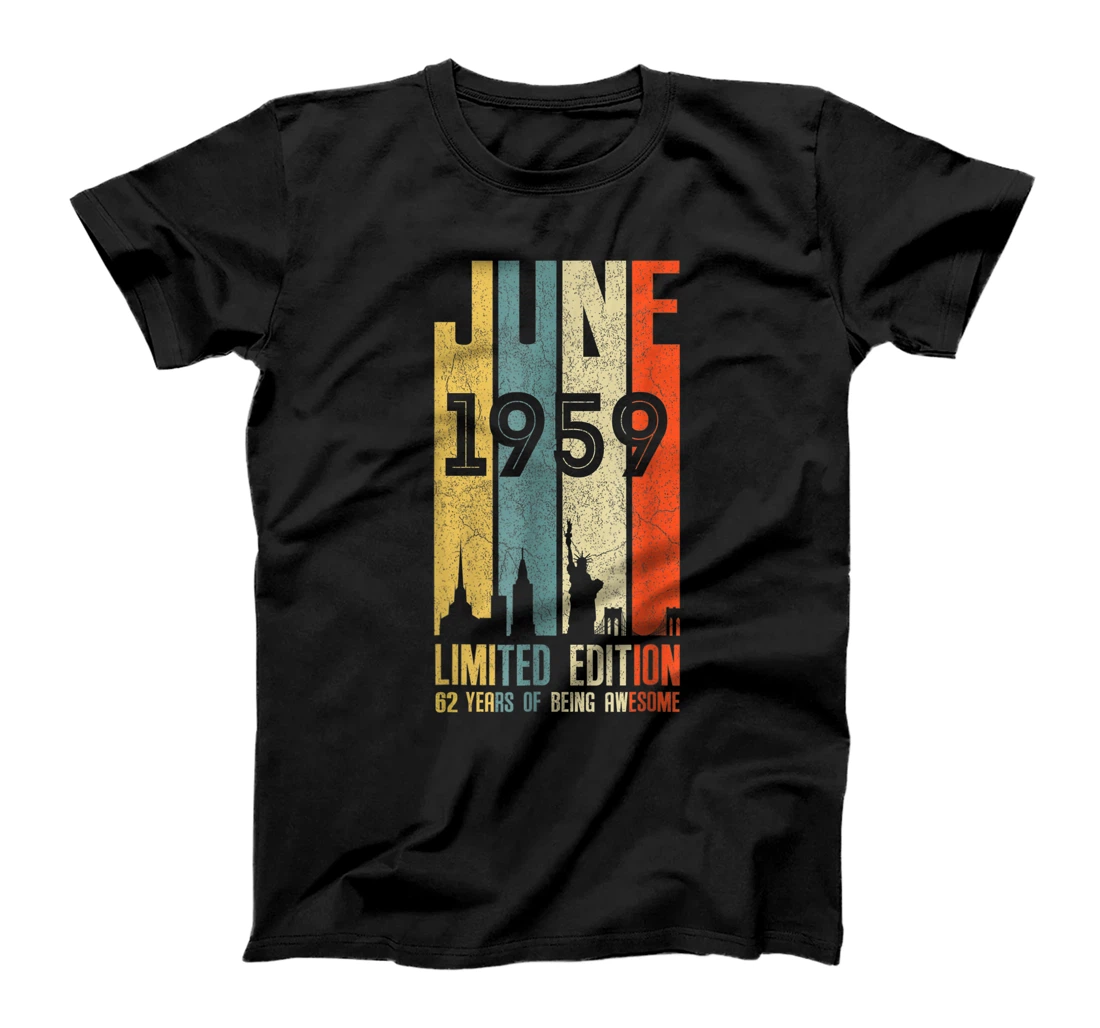 62nd Birthday Decorations June 1959 Men Women 62 Years Old T-Shirt