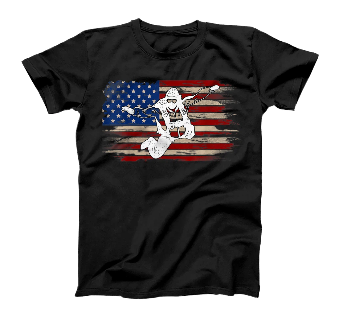 Vintage Skydiver American Flag Funny Skydiving Gift T-Shirt