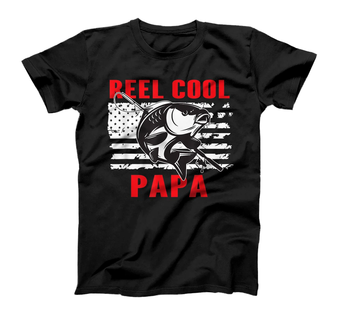 Mens Reel Cool Papa Fishing Father Grandther Vintage Fishing T-Shirt