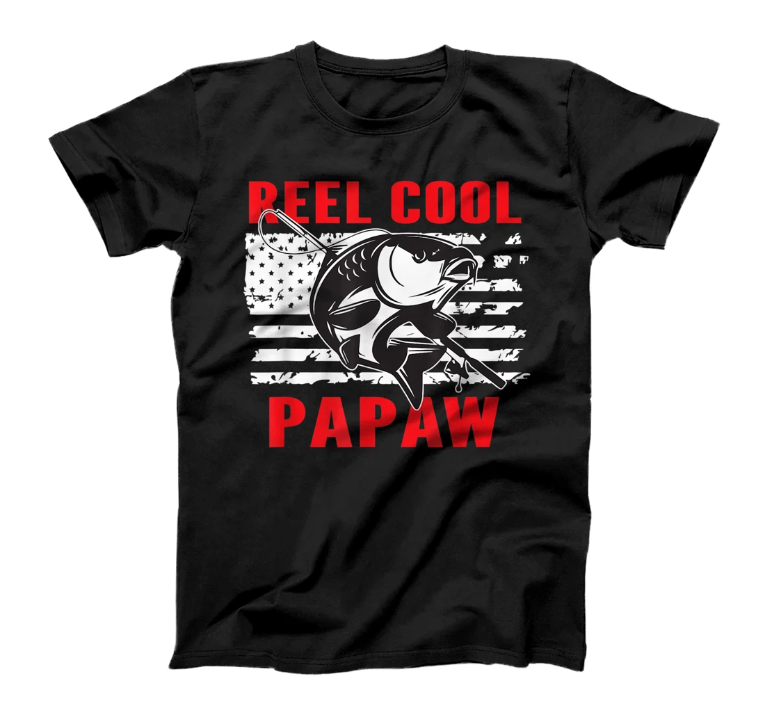 Mens Reel Cool Papaw Fishing Father Grandther Vintage Fishing T-Shirt