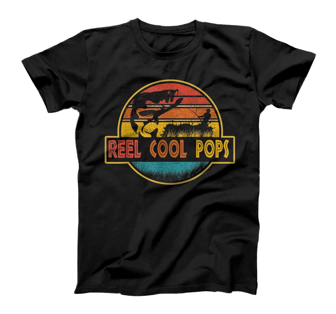 Mens Reel Cool Pops Fishing Vintage Father's Day Fisherman T-Shirt