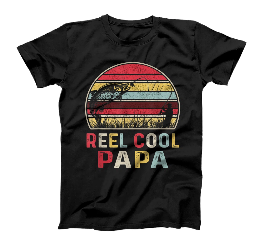 Personalized Mens Reel Cool Papa Fishing Gifts Vintage Fishing Lovers Retro T-Shirt