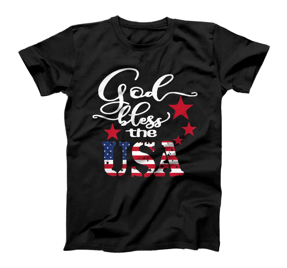 Personalized God Bless The USA Patriotic America Flag 4th of July Premium T-Shirt