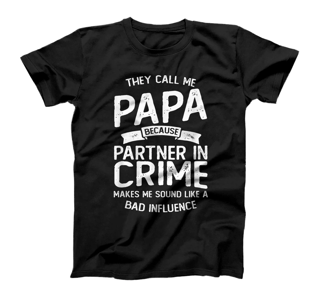 Mens Papa Partner In Crime Fathers Day T-Shirt