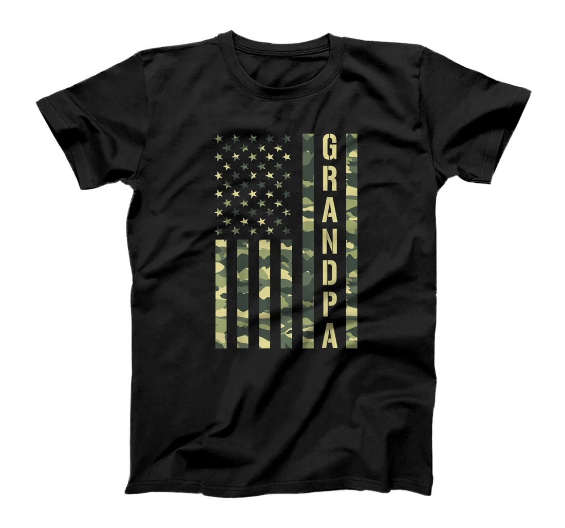 Proud Grandpa Military Veteran Soldier Fathers day 2021 Flag T-Shirt