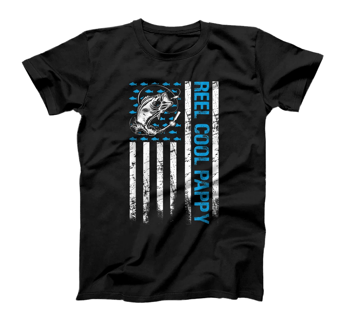 Reel Cool Pappy Father's Day Fishing American Flag T-Shirt