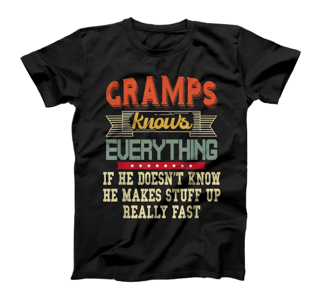 Mens Gramps Knows Everything Cool Grandpa T-Shirt