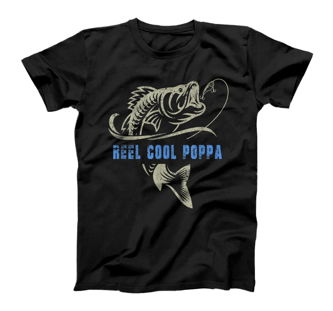 Vintage Fishing Reel Cool Poppa Funny Fish Father's Day T-Shirt