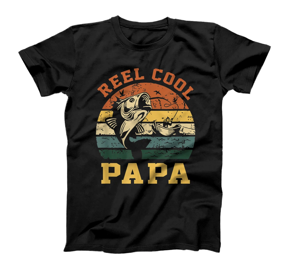 Mens Reel Cool Papa Fishing Dad Gifts Father's Day Fisherman T-Shirt