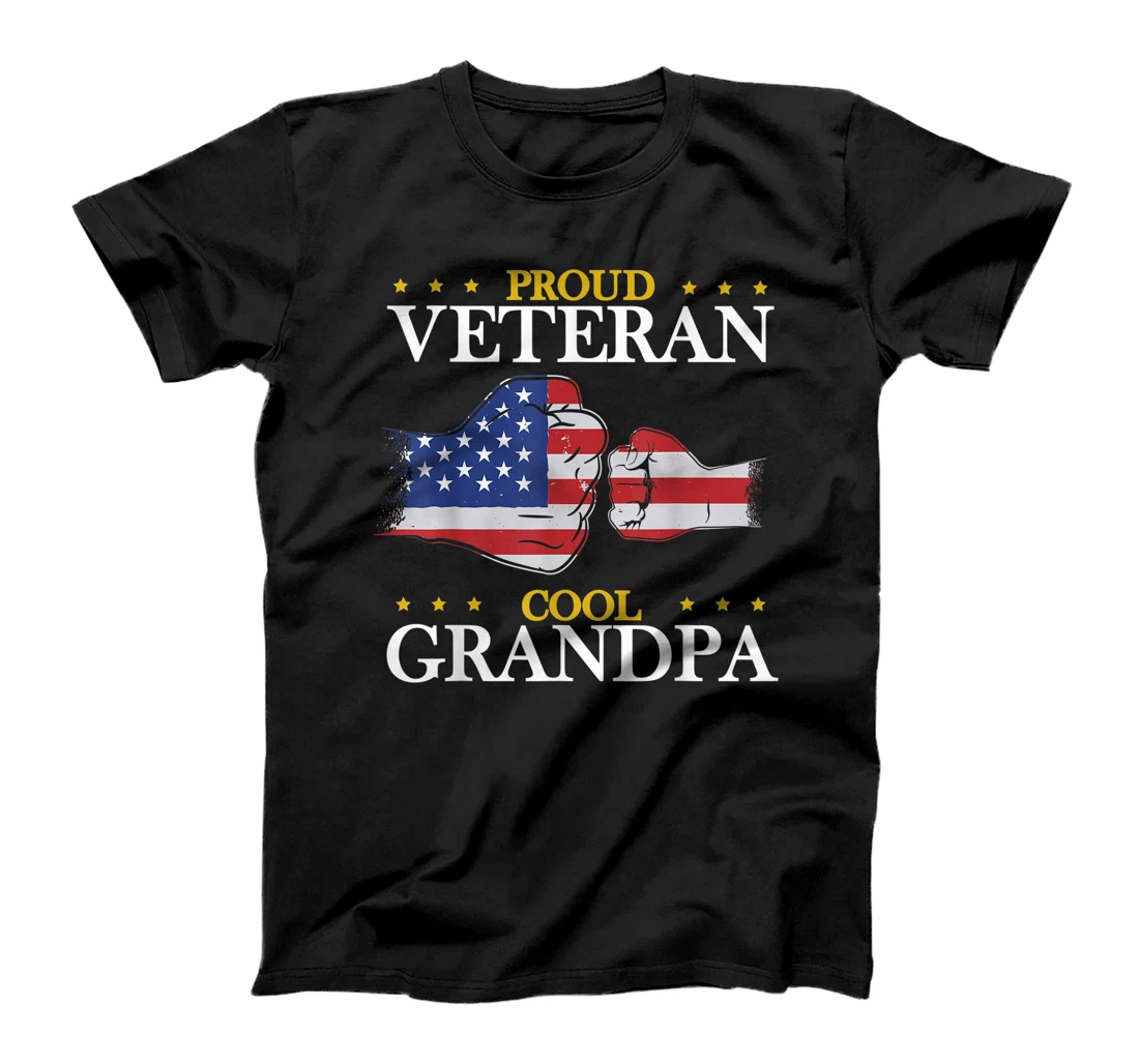 Mens Patriotic Grandpa Proud Veteran Father's Day 4th of July T-Shirt