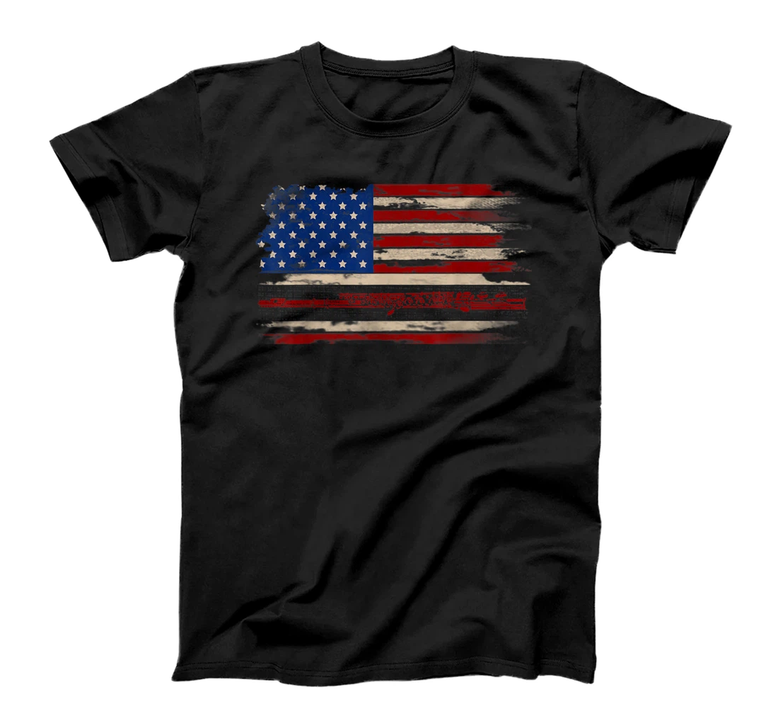 Vintage Flute American Flag Funny Music Gift T-Shirt