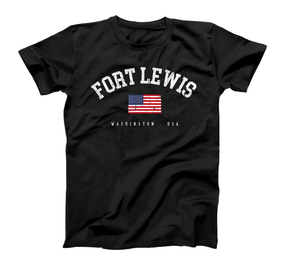 Fort Lewis WA Retro American Flag USA City Name T-Shirt