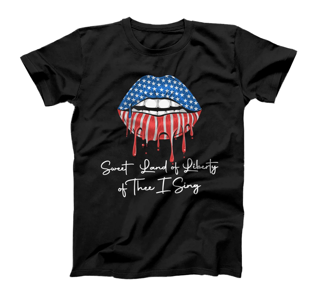 USA Lips Sweet Land Of Liberty Of Thee I Sing 4th of July Premium T-Shirt