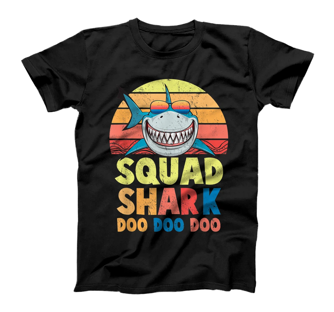 Vintage Retro Squad Shark Birthday Funny Shark Lover T-Shirt