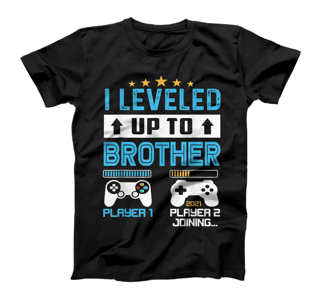 Mens I Leveled Up To Brother 2021 Funny Soon To Be Brother 2021 T-Shirt